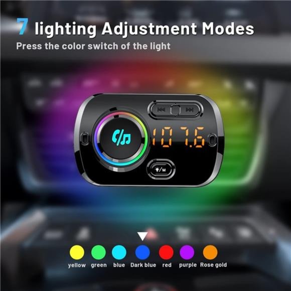 Bluetooth FM Transmitter for Car Wireless Radio Adapter Car Music Player - Picture 5 of 7